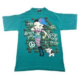 Vintage Betty Boop T Shirt Large 1992 VTG 90’s Blue Big Graphic Short Sleeve